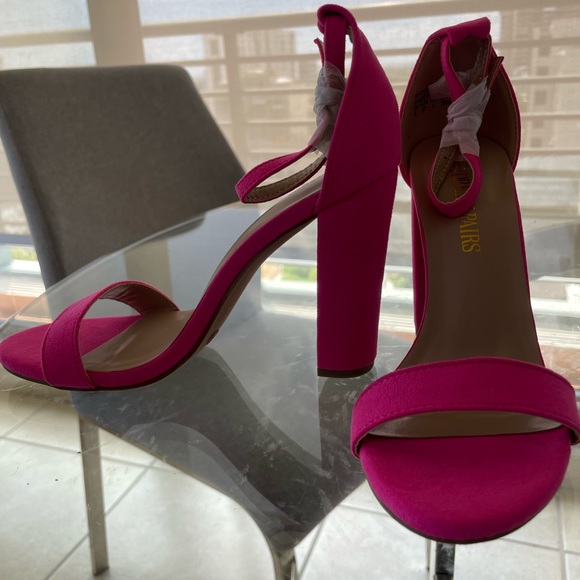 fuchsia heeled sandals - Picture 2 of 6